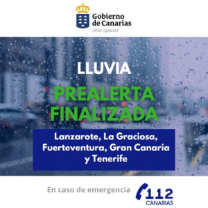 Gobierno de Canarias finaliza prealerta por lluvias en Canarias